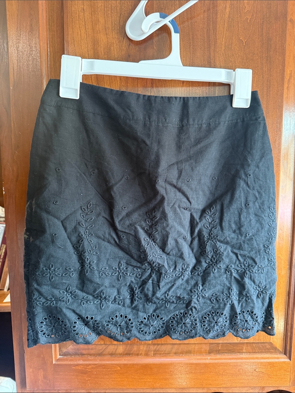 Black Eyelet Scalloped Mini Skirt - Women